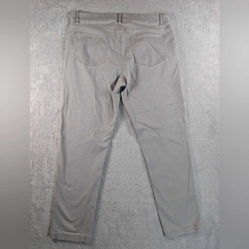 Hickey Freeman Men Grey 5 Pocket Straight Leg Stretch Cotton Pants 34x30